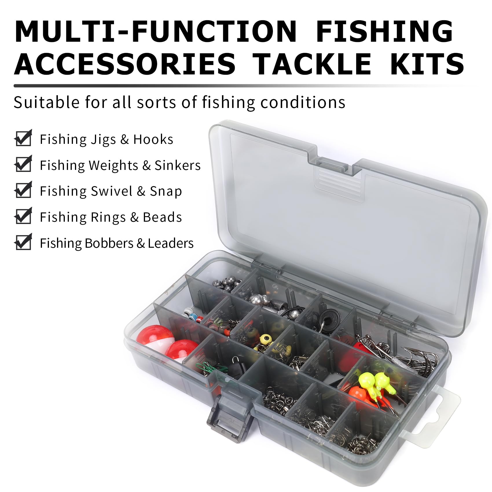 TRUSCEND® Fishing Lures Accessories Kit with Tackle Box 203pcs