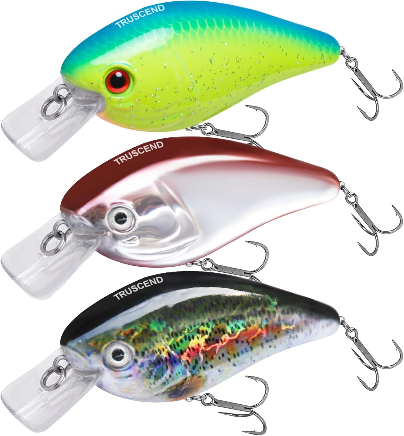 TRUSCEND Shallow or Deep Diving Crankbait with BKK Hooks, Wobble Fishi