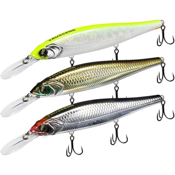 TRUSCEND Suspending Jerkbait Fishing Lures, Precision-Engineered Minnow Lures na may Tunog, Mas Malayo ang Hagis, Mas Maliwanag ang Silaw, at Mas Malakas ang Ingay ng mga Jerkbait para sa Black Bass Walleye Pike [WM]
