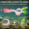 TRUSCEND Duramax Soft Fishing Lures with BKK Hooks, Easy Catch Curly & T-Tail for Trembly Sinking & Vibrating Swim, UV or Glow Effect for All Conditions, Pre-rigged Swimbait for Bass Trout Crappie [WM]