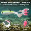 TRUSCEND Duramax Soft Fishing Lures with BKK Hooks, Easy Catch Curly & T-Tail for Trembly Sinking & Vibrating Swim, UV or Glow Effect for All Conditions, Pre-rigged Swimbait for Bass Trout Crappie [WM]