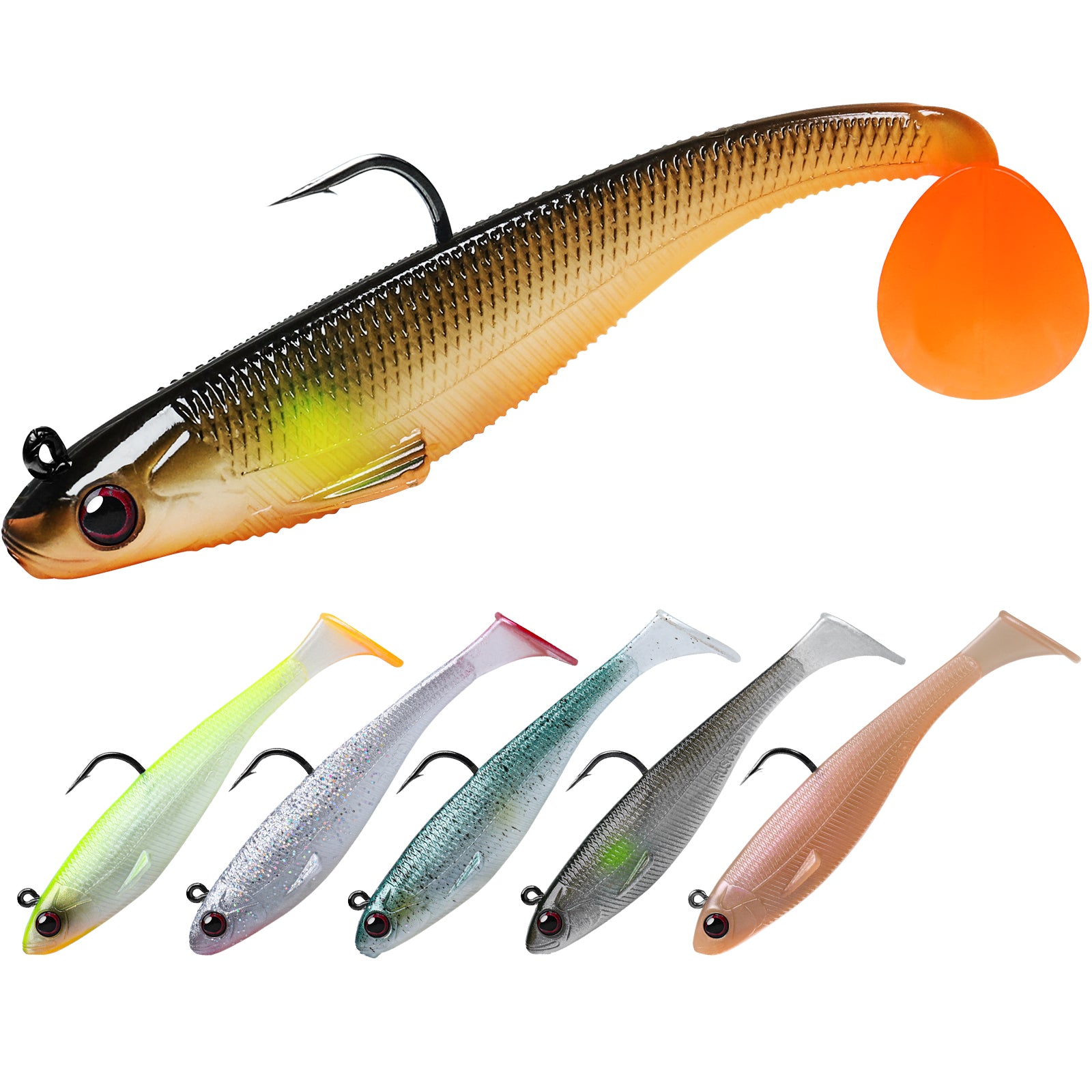 TRUSCEND Easy Catch Pre-Rigged Soft Lures, Unique Vibrating Swim Actio