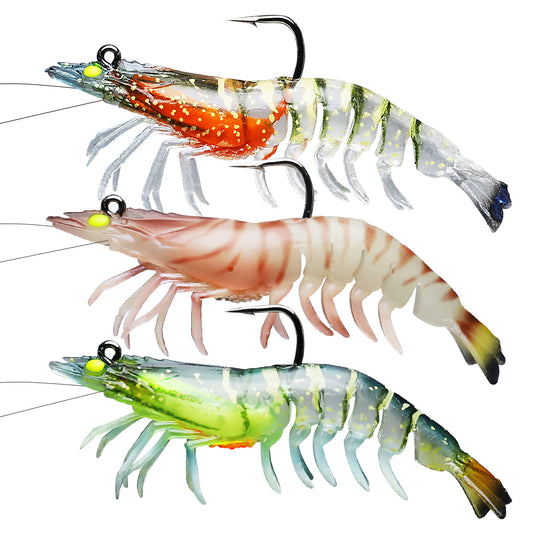 TRUSCEND Pre-rigged Fishing Jig Lures for Freshwater and Saltwater, Innovative Super Durable TPE Bass Lures, Lifelike Shrimp Crayfish Swimbait, Weedless Lure for Crappie Trout Walleye Keep Separately
