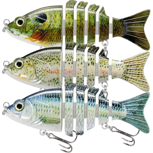 TRUSCEND Fishing Lures for Bass Swimbaits for Bass Fishing Segmented Multi Jointed Swim Baits Slow Sinking Swimming Lures for Freshwater Saltwater Fishing Gear Lure Kit Fishing Gifts Plugs 3in/0.4oz(WM)