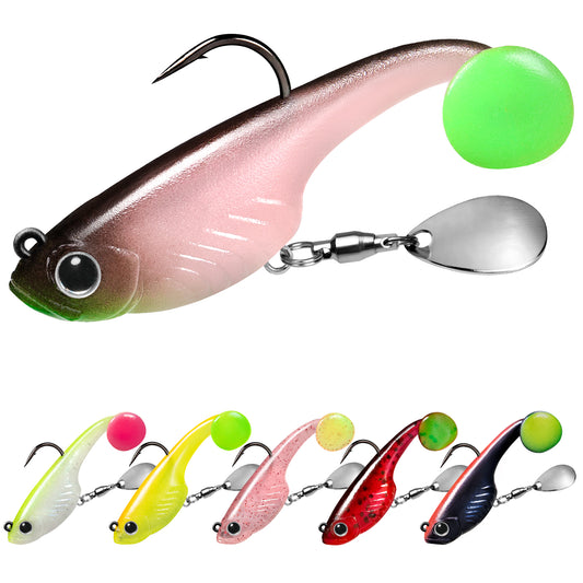 TRUSCEND Easy Catch Shadtale with BKK Branded Hook, Unique Vibrating Swim and Trembly Jigging Action for More Bites, Durable TPE Soft Fishing Lures for Bass Crappie Trout Walleye, Keep Separately