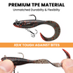 TRUSCEND Duramax Soft Fishing Lures with BKK Hooks, Easy Catch Curly & T-Tail for Trembly Sinking & Vibrating Swim, UV or Glow Effect for All Conditions, Pre-rigged Swimbait for Bass Trout Crappie [WM]