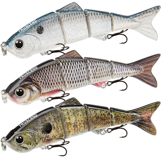 TRUSCEND Easy Catch Swimmax, Magic Noisy Turbulent Wiggling and Vibrating Actions for More Bites, Segmented Swimbait Jointed by Dyneema Strongest Fiber, Lifelike Fishing Lures for Family Fishing [WM]