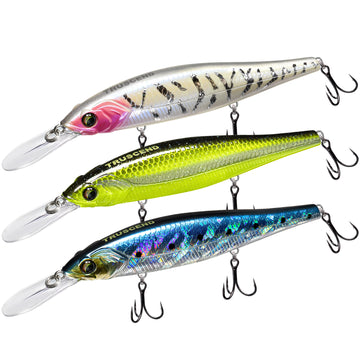 TRUSCEND Suspending Jerkbait with BKK Hook, Rattle Minnow Fishing Lures with Long Casting Weight Transfer System, Natural Wiggle Action Twitchbait, Freshwater Bait for Bass Walleye Pike Trout Striper [WM]
