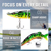 TRUSCEND Easy Catch Swimmax, Mahiwagang Maingay, Maligalig na Paggalaw at Panginginig Para sa Mas Maraming Kagat, Segmented Swimbait na Pinagdugtong ng Dyneema Strongest Fiber, Parang Totoong Fishing Lure para sa Relaks na Family Fishing [WM]