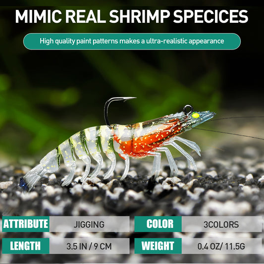 TRUSCEND Pre-rigged Fishing Jig Lures for Freshwater and Saltwater, Innovative Super Durable TPE Bass Lures, Lifelike Shrimp Crayfish Swimbait, Weedless Lure for Crappie Trout Walleye Keep Separately