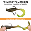 TRUSCEND Duramax Soft Fishing Lures with BKK Hooks, Easy Catch Curly & T-Tail for Trembly Sinking & Vibrating Swim, UV or Glow Effect for All Conditions, Pre-rigged Swimbait for Bass Trout Crappie [WM]
