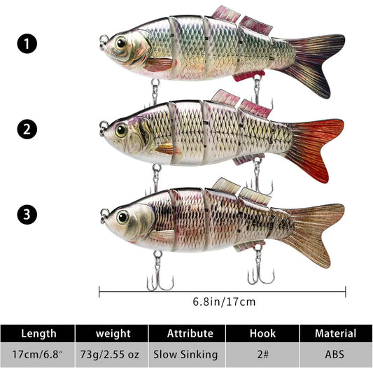 TRUSCEND Easy Catch Swimmax, Magic Noisy Turbulent Wiggling and Vibrating Actions for More Bites, Segmented Swimbait Jointed by Dyneema Strongest Fiber,Lifelike Fishing Lures for Relax Family Fishing