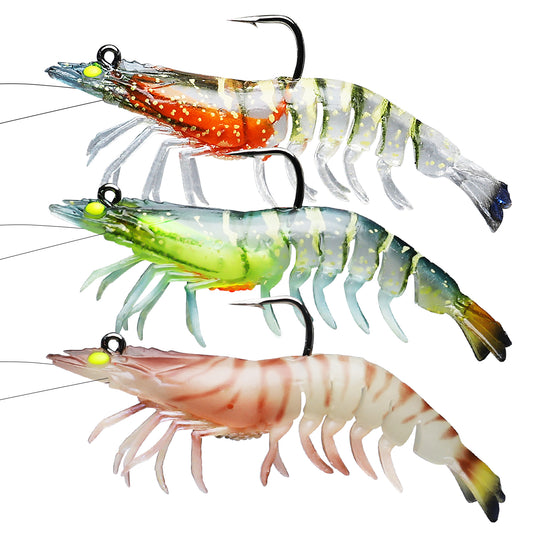 TRUSCEND Pre-rigged Fishing Jig Lures for Freshwater and Saltwater, Innovative Super Durable TPE Bass Lures, Lifelike Shrimp Crayfish Swimbait, Weedless Lure for Crappie Trout Walleye Keep Separately