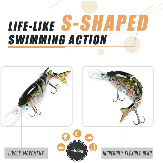 TRUSCEND Swimmax Creek Fishing King, Lifelike Fishing Lures for Bass Trout Crappie Bluegill Panfish, Smallest Jointed Swimbaits for Freshwater, Easy Catch Crankbait Fishing Gifts for Family Fishing
