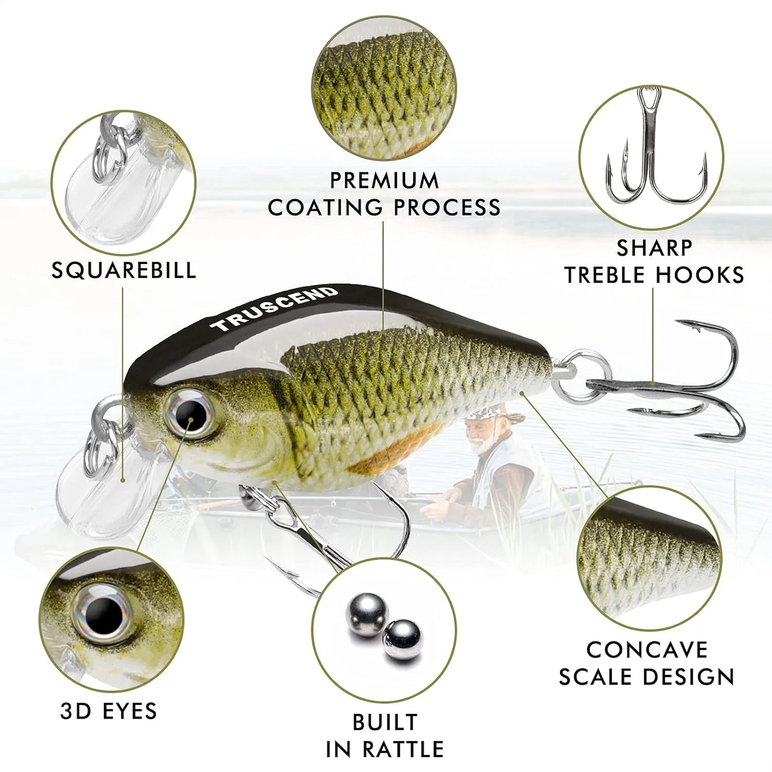 TRUSCEND Swimmax Creek Fishing King, Lifelike Fishing Lures for Bass Trout Crappie Bluegill Panfish, Smallest Jointed Swimbaits for Freshwater, Easy
