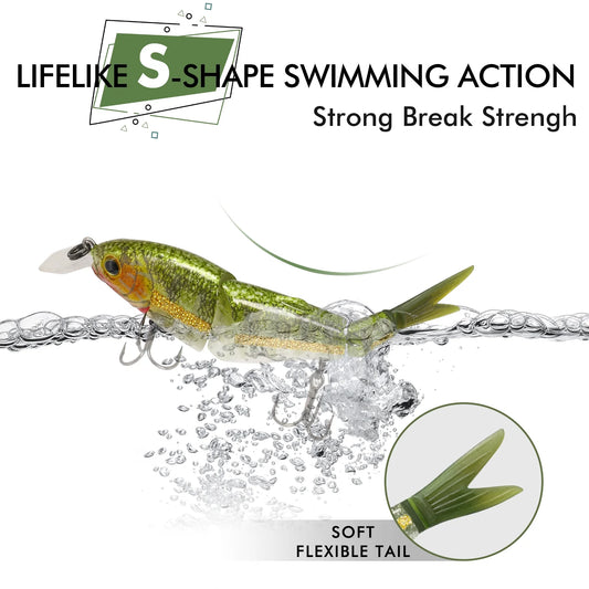 TRUSCEND Swimmax Creek Fishing King, Lifelike Fishing Lures for Bass Trout Crappie Bluegill Panfish, Smallest Jointed Swimbaits for Freshwater, Easy Catch Crankbait Fishing Gifts for Family Fishing