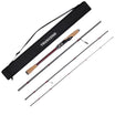 Fishing rod with travel case labeled 'Truscend' on a white background