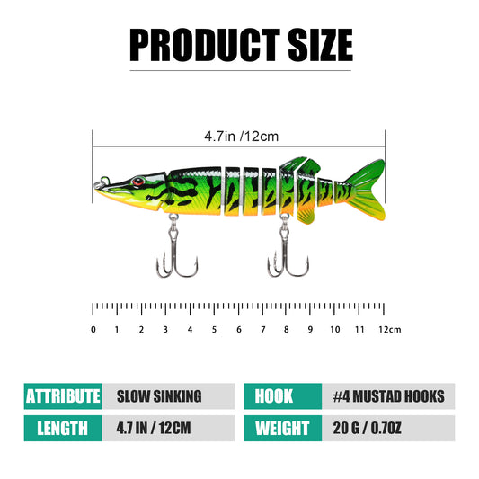 TRUSCEND Easy Catch Swimmax, Magic Noisy Turbulent Wiggling and Vibrating Actions for More Bites, Segmented Swimbait Jointed by Dyneema Strongest Fiber,Lifelike Fishing Lures for Relax Family Fishing