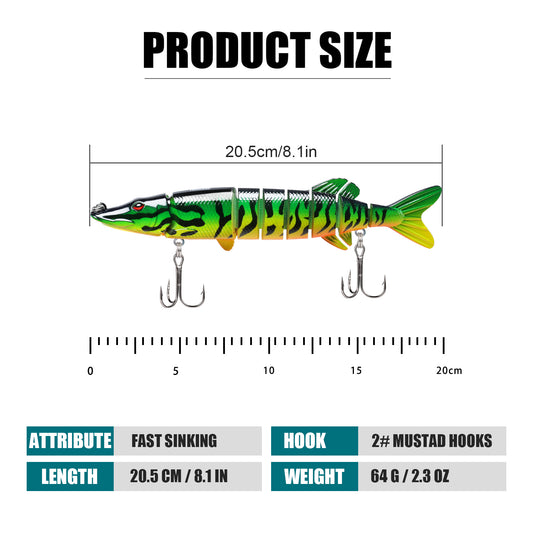 TRUSCEND Easy Catch Swimmax, Magic Noisy Turbulent Wiggling and Vibrating Actions for More Bites, Segmented Swimbait Jointed by Dyneema Strongest Fiber,Lifelike Fishing Lures for Relax Family Fishing