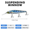 TRUSCEND Suspending Jerkbait with BKK Hook, Rattle Minnow Fishing Lures with Long Casting Weight Transfer System, Natural Wiggle Action Twitchbait, Freshwater Bait for Bass Walleye Pike Trout Striper [WM]