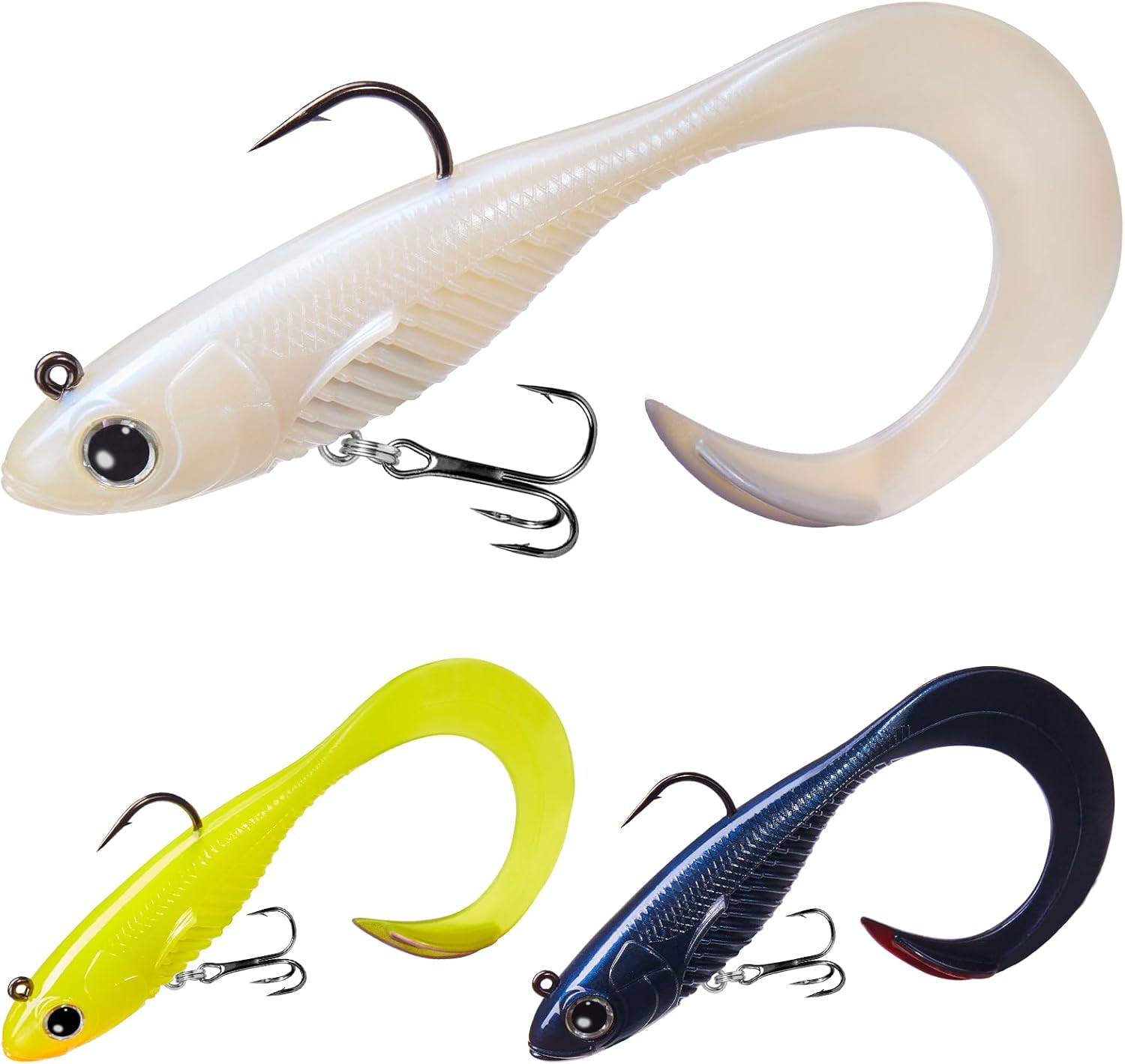 TRUSCEND Duramax Pre-Rigged TPE Soft Swimbait Fishing Lures with BKK Hooks C-2.5