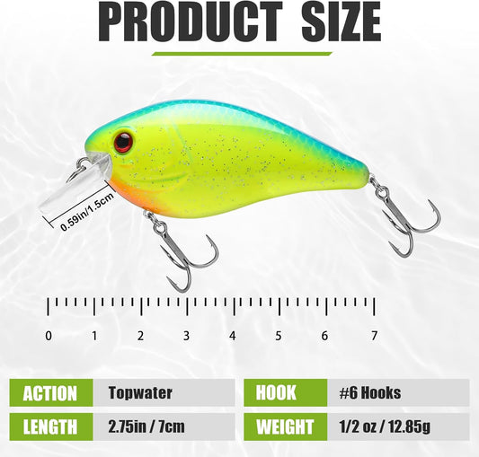 TRUSCEND Shallow or Deep Diving Crankbait with BKK Hooks, Wobble Fishing Lures for Bass Trout Crappie Walleye, Sinking Lipless Vibe Crank Bait for Bass Pike, Amazing Swimbait for Family Fishing [WM]（副本）