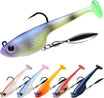 TRUSCEND Easy Catch Shadtale with BKK Branded Hook, Unique Vibrating Swim and Trembly Jigging Action for More Bites, Durable TPE Soft Fishing Lures for Bass Crappie Trout Walleye, Keep Separately