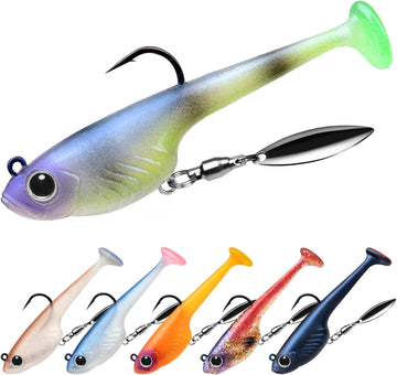 TRUSCEND Easy Catch Shadtale with BKK Branded Hook, Unique Vibrating Swim and Trembly Jigging Action for More Bites, Durable TPE Soft Fishing Lures for Bass Crappie Trout Walleye, Keep Separately