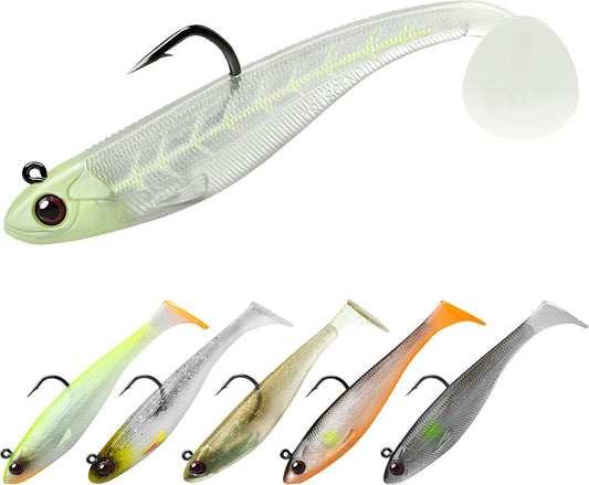 TRUSCEND Easy Catch Shadtale with BKK Hooks, Unique Vibrating Swim and Trembly Jigging Action for More Bites, Amazing Soft Fishing Lures for Bass Trout Crappie, Must-haves for Family Fishing [WM]