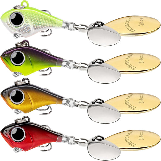TRUSCEND Vibespinner Lures with BKK Hooks – Easy Catch: 4 Actions (Vibrate/Swim/Flash/Jig) for More Bites, Longer Cast Search Bait – Jigs for Bass, Crappie, Trout– Ideal for Family Fishing [WM]