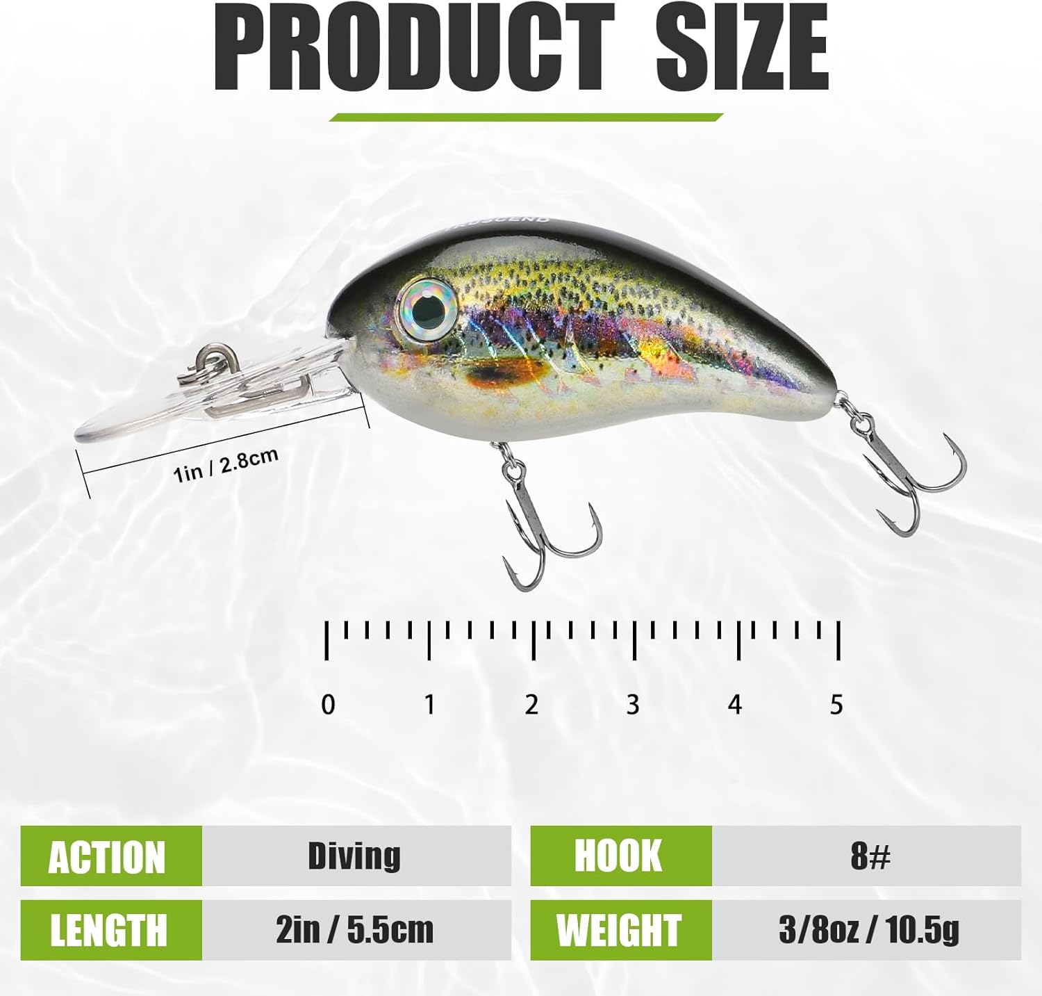 2in (5.5cm) / 3pcs TRUSCEND Diving Crankbait with BKK Hooks for Bass, Trout & Walleye