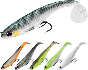TRUSCEND Easy Catch Shadtale na may BKK Hooks, Natatanging Vibrating Swim at Trembly Jigging Action para sa Mas Maraming Kagat, Kamangha-manghang Soft Fishing Lures para sa Bass, Trout, Crappie, Dapat Mayroon para sa Family Fishing [WM]