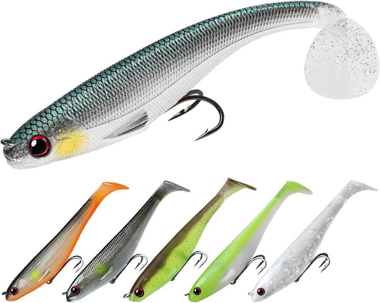 TRUSCEND Easy Catch Shadtale with BKK Hooks, Unique Vibrating Swim and Trembly Jigging Action for More Bites, Amazing Soft Fishing Lures for Bass Trout Crappie, Must-haves for Family Fishing [WM]