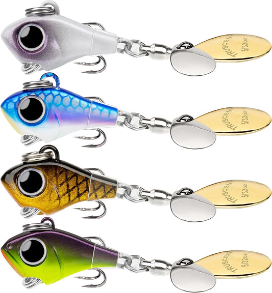 TRUSCEND Vibespinner Lures with BKK Hooks – Easy Catch: 4 Actions (Vibrate/Swim/Flash/Jig) for More Bites, Longer Cast Search Bait – Jigs for Bass, Crappie, Trout– Ideal for Family Fishing [WM]
