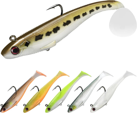 TRUSCEND Easy Catch Shadtale with BKK Hooks, Unique Vibrating Swim and Trembly Jigging Action for More Bites, Amazing Soft Fishing Lures for Bass Trout Crappie, Must-haves for Family Fishing [WM]