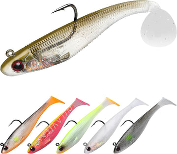 TRUSCEND Shadtale Weichköder mit BKK-Haken – Fängt leicht: Zitternd absinkend und vibrierend für mehr Bisse, Paddle Tail Swimbait für Barsch, Forelle, Crappie, Zander, Ideal für Familienausflüge [WM]