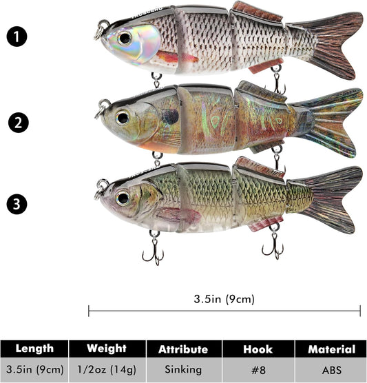 TRUSCEND Easy Catch Swimmax, Magic Noisy Turbulent Wiggling and Vibrating Actions for More Bites, Segmented Swimbait Jointed by Dyneema Strongest Fiber, Lifelike Fishing Lures for Family Fishing [WM]