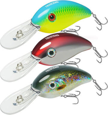TRUSCEND Shallow o Deep Diving Crankbait na may BKK Hooks, Wobble Fishing Lures para sa Bass Trout Crappie Walleye, Sinking Lipless Vibe Crank Bait para sa Bass Pike, Kamangha-manghang Swimbait para sa Pangingisda ng Pamilya [WM]