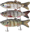 TRUSCEND Easy Catch SwimMax with BKK Hooks, Magic Noisy Wiggling and Vibrating Actions for More Bites, Lifelike Fishing Lures for Bass Trout Walleye Crappie, Strongest Dyneema Fiber Jointed Swimbait [WM]