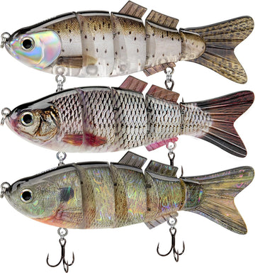 TRUSCEND Easy Catch SwimMax with BKK Hooks, Magic Noisy Wiggling and Vibrating Actions for More Bites, Lifelike Fishing Lures for Bass Trout Walleye Crappie, Strongest Dyneema Fiber Jointed Swimbait [WM]