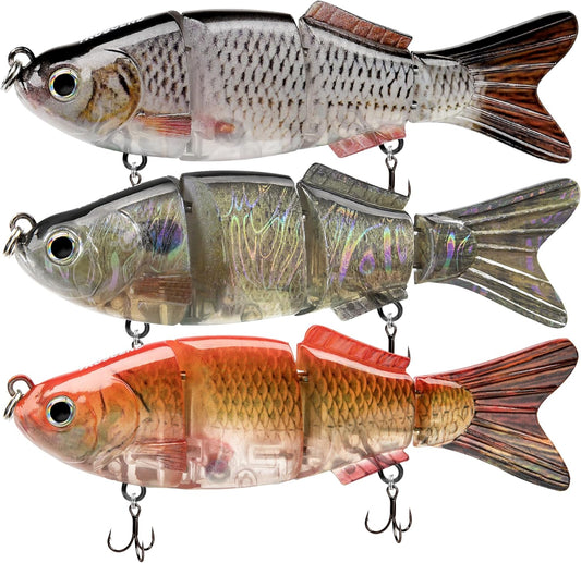 TRUSCEND Easy Catch Swimmax, Magic Noisy Turbulent Wiggling and Vibrating Actions for More Bites, Segmented Swimbait Jointed by Dyneema Strongest Fiber, Lifelike Fishing Lures for Family Fishing [WM]