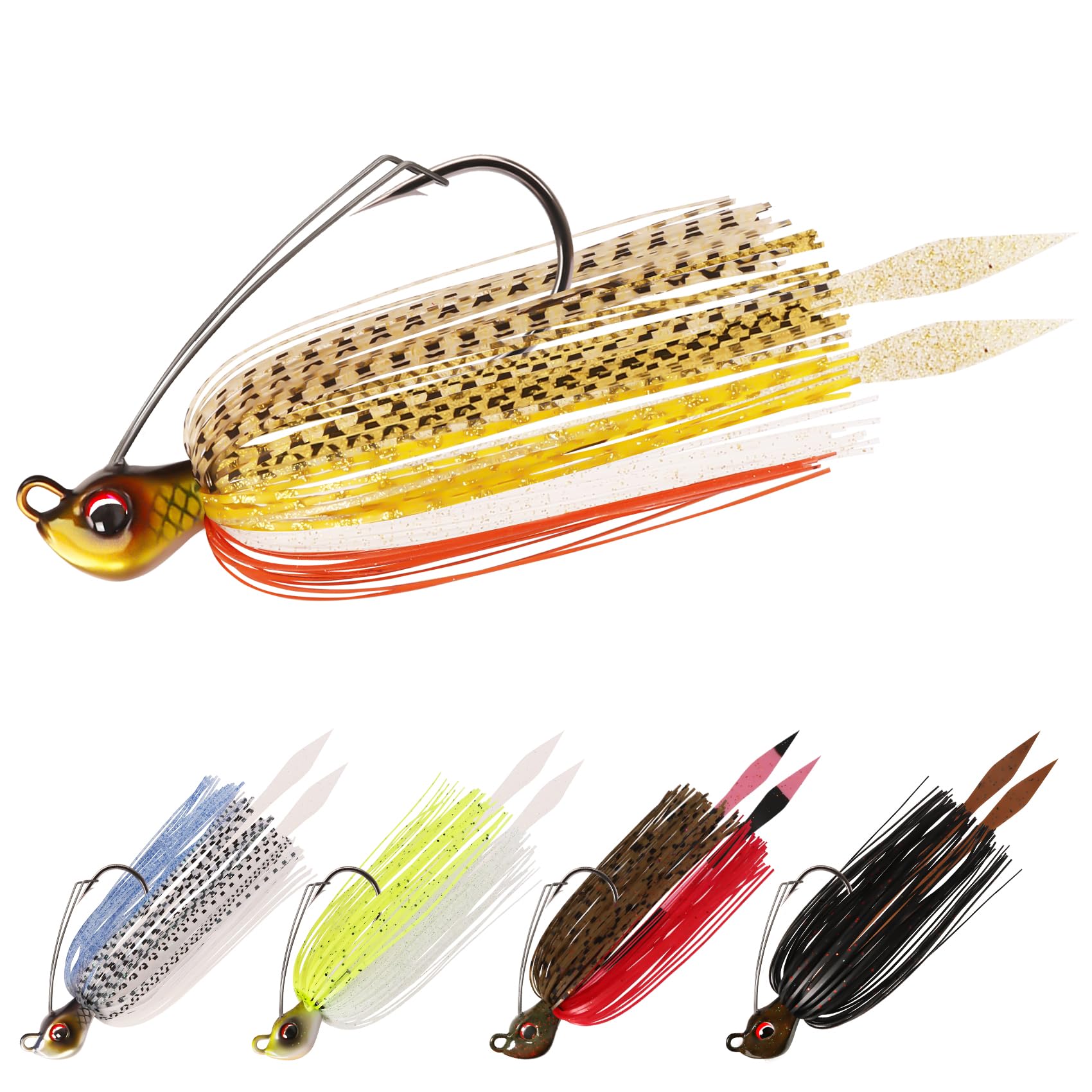 3/8oz / 10.5g / 3pcs Titanium Weed Guard Swim Jig with Teflon Coated BKK Hook