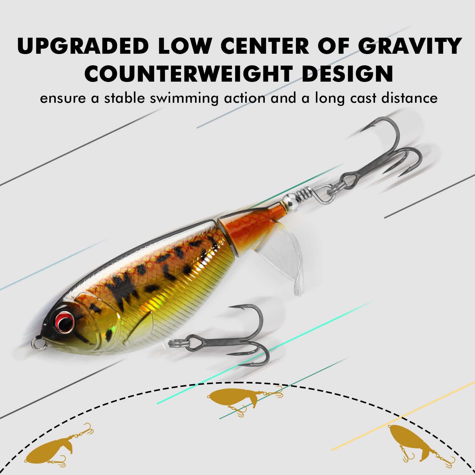 bionic fishing lure-toppa popp pro TRUSCEND Topwater Revenge Plopper Lure Prop Bait 3.2in/8cm