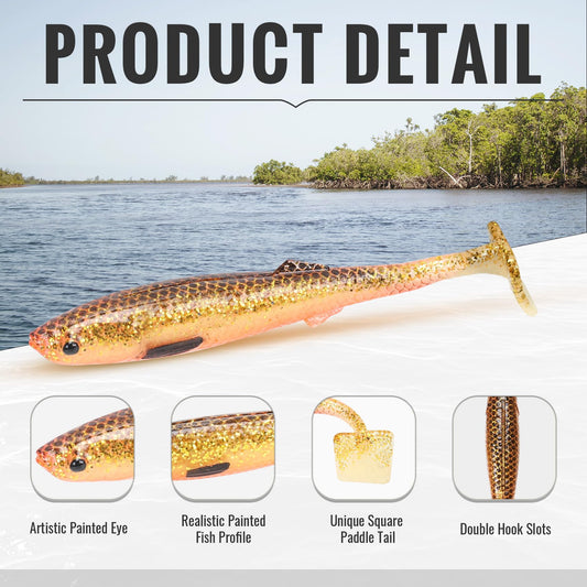 Hand-Painted Soft Paddle Tail Fishing Lures | 10pcs