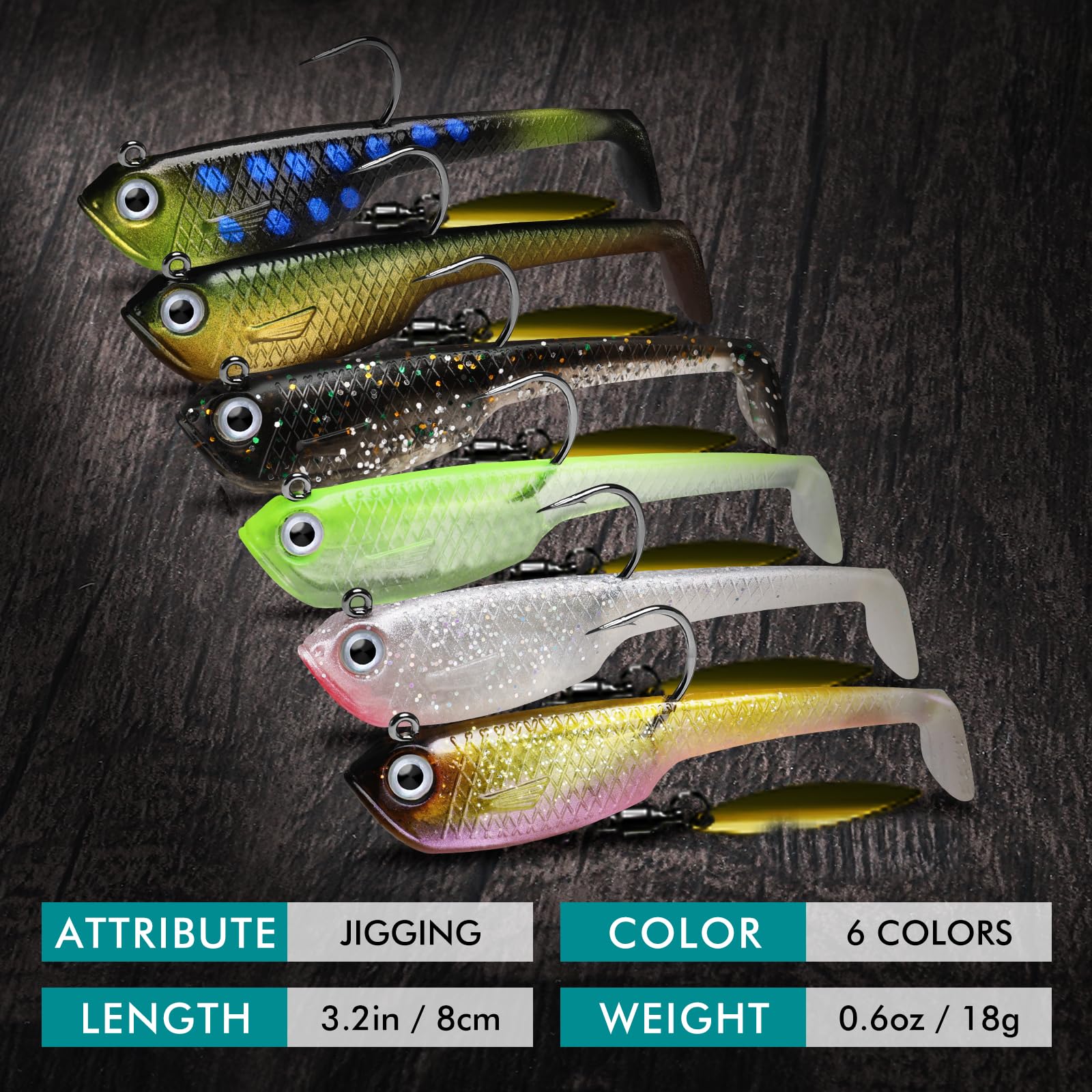 color changing fishing lures Soft Fishing Lures Shadtail |Vibrating Paddle Tail Swimbait with Trembling Fall | Bass, Trout, Walleye 2.3in/6cm