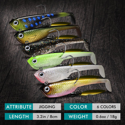 Shadtale Soft Fishing Lures | BKK Hooks | Paddle Tail Swimbait  | For Bass & Trout & Crappie & Walleye