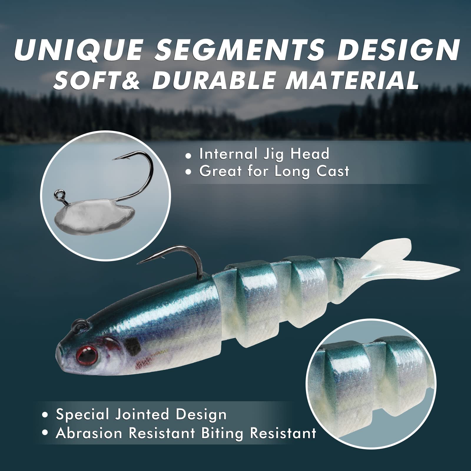 extra large soft fishing lures Shadtail Soft Swimbait | Paddle Tail Fishing Lure with BKK Hooks TWN (2.8in/7cm)