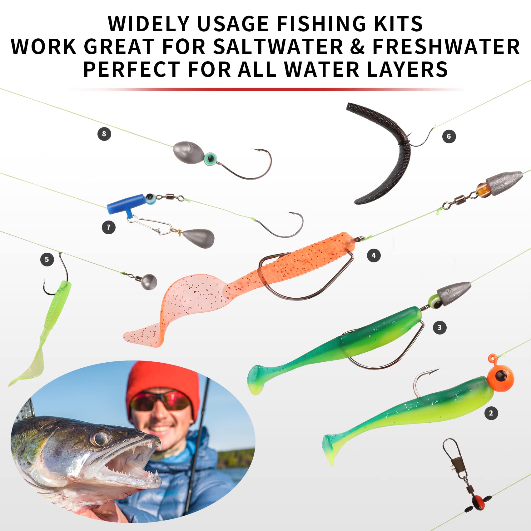 Fishing Lures Accessories Kit with Tackle Box