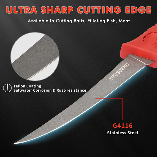 Fishing Fillet Knife Set |  Protective Sheath| Sharpening & Cut Resistant Glove | Anti-slip Handle