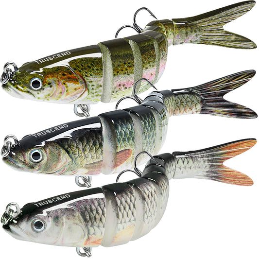 TRUSCEND Easy Catch Swimmax, Magic Noisy Turbulent Wiggling and Vibrating Actions for More Bites, Segmented Swimbait Jointed by Dyneema Strongest Fiber,Lifelike Fishing Lures for Relax Family Fishing